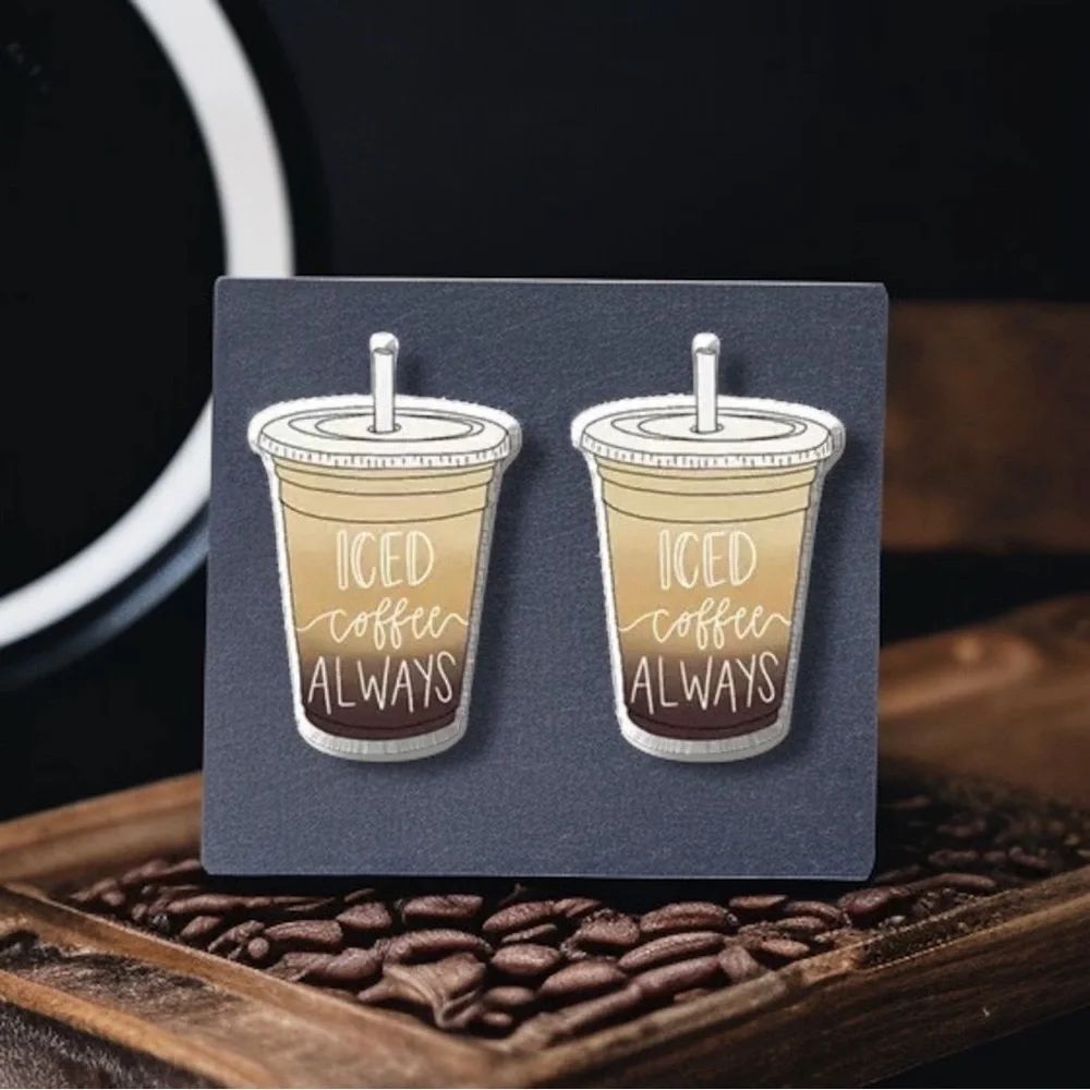 Iced Coffee Studs – Brew-tiful Style for You! ☕️ Stud Earrings for Coffee Lovers